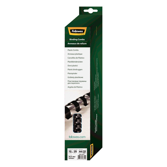 Fellowes bindrug 12 mm zwart (25 stuks) 5331502 213157 - 1