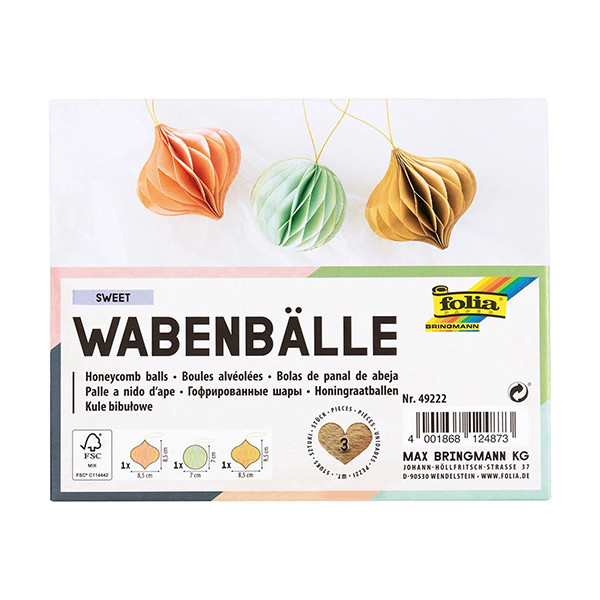 Folia honingraat ballen Sweet (3 stuks) 49222 222323 - 1