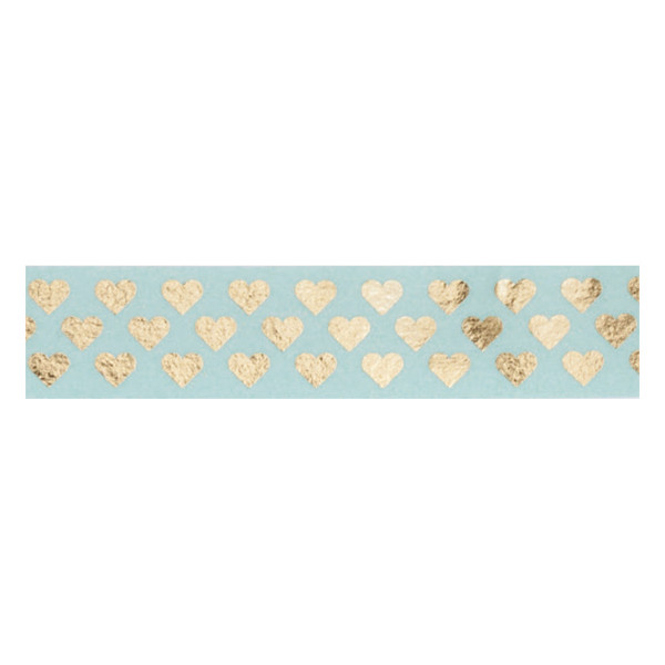 Folia washi tape hartjes goud (15 mm x 5 m) 26118 222238 - 1
