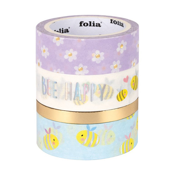 Folia washi tape hotfoil bees (4 stuks) 26452 222317 - 1