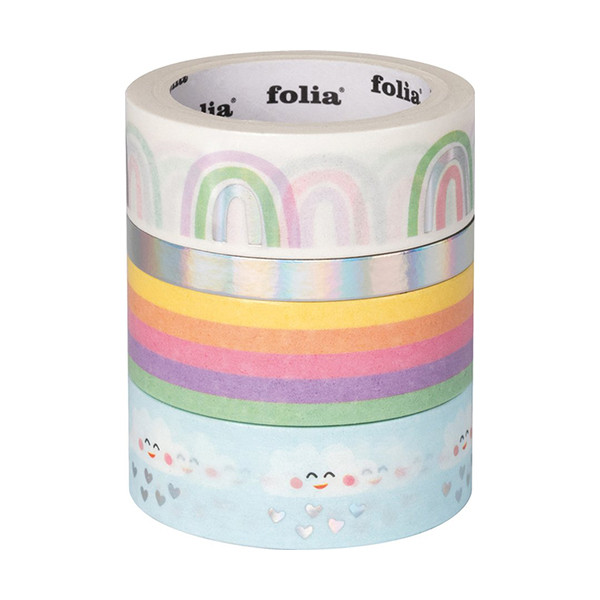 Folia washi tape hotfoil rainbow clouds (4 stuks) 26451 222316 - 1