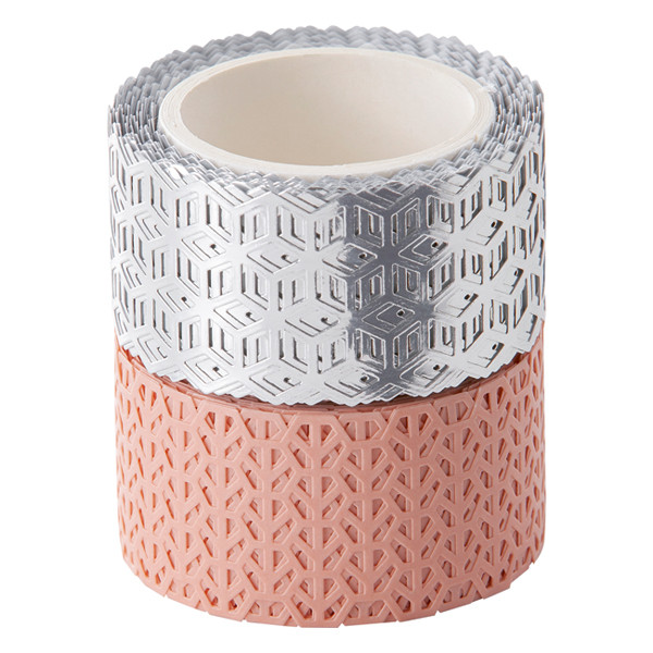 Folia washi tape roze/zilver (2 stuks) 29202 222245 - 1