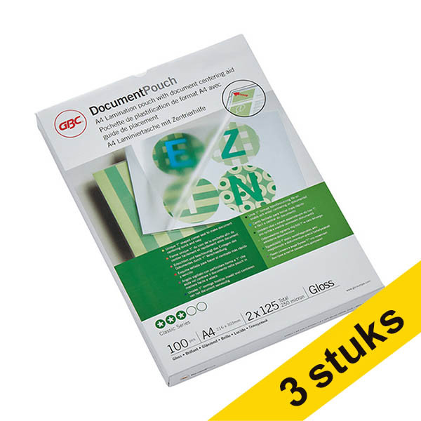 Aanbieding: 3x GBC document lamineerhoes A4 glanzend 2x125 micron (100 stuks) 207005 - 1