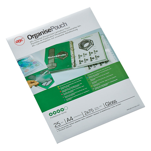 GBC ordner lamineerhoes A4 met perforatie glanzend 2x75 micron (25 stuks) 3747515 207036 - 1
