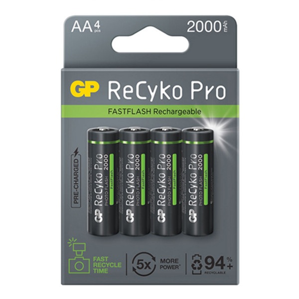 GP 2000 ReCyko Pro Photo Flash oplaadbare AA / HR06 Ni-Mh Batterij (4 stuks) AA HR06 HR6 AGP00120 - 1