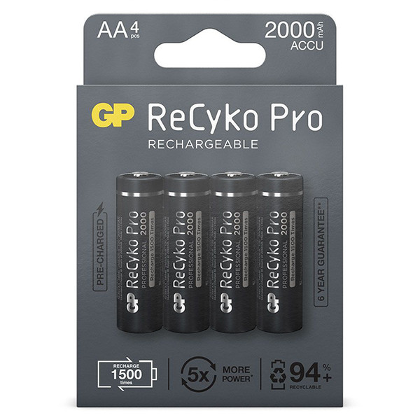 GP 2000 ReCyko Pro oplaadbare AA / HR06 Ni-Mh Batterij (4 stuks) AA HR06 HR6 AGP00101 - 1