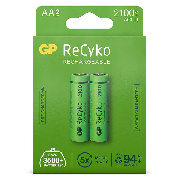 GP 2100 ReCyko oplaadbare AA / HR06 Ni-Mh Batterij (2 stuks) AA HR06 HR6 AGP00117 - 1