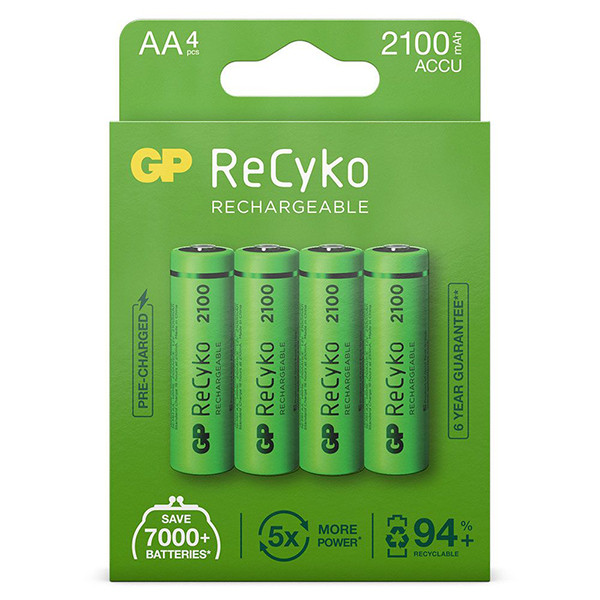 GP 2100 ReCyko oplaadbare AA / HR06 Ni-Mh Batterij (4 stuks) AA HR06 HR6 AGP00099 - 1