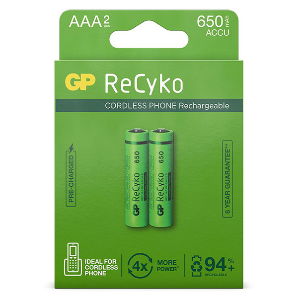 monteren Stoel vervangen GP 650 ReCyko oplaadbare AAA / HR03 Ni-Mh batterij (2 stuks) GP 123inkt.nl