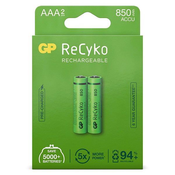 GP 850 ReCyko oplaadbare AAA / HR03 Ni-Mh batterij (2 stuks) AA AAA HR03 HR06 AGP00119 - 1