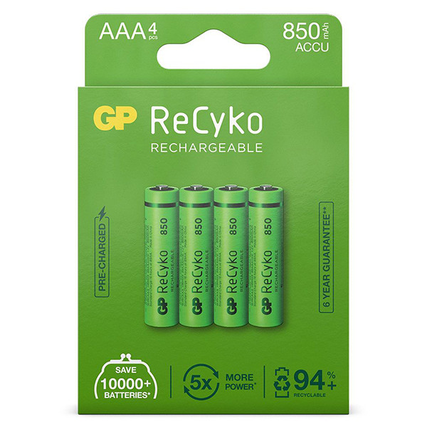 GP 850 ReCyko oplaadbare AAA / HR03 Ni-Mh batterij (4 stuks) AAA HR03 HR3 AGP00111 - 1