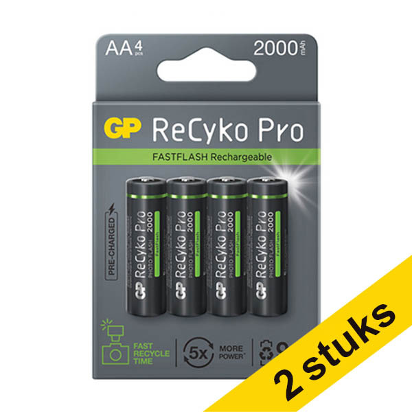 GP Aanbieding: 2x GP 2000 ReCyko Pro Photo Flash oplaadbare AA / HR06 Ni-Mh Batterij (4 stuks)  AGP00366 - 1