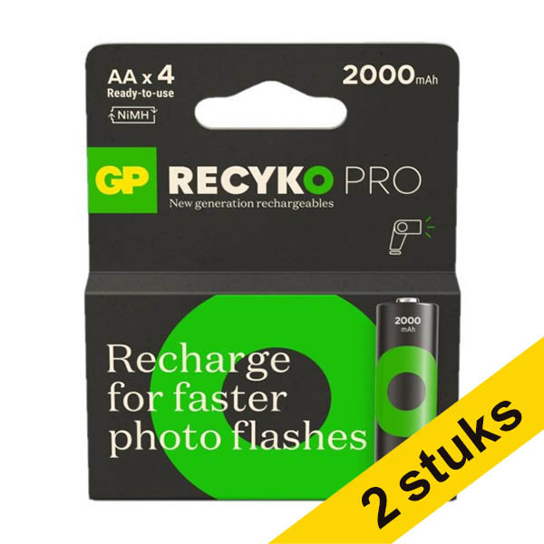 Aanbieding: 2x GP 2000 ReCyko Pro Photo Flash oplaadbare AA / HR06 Ni-Mh Batterij (4 stuks) AGP00366 - 1