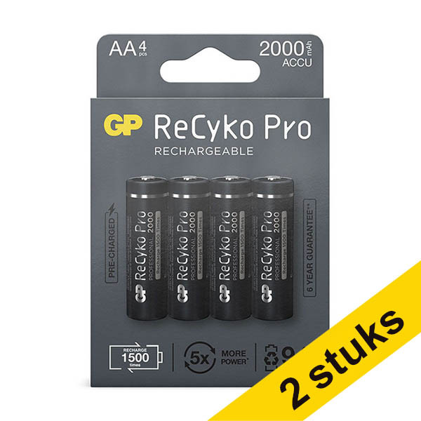 GP Aanbieding: 2x GP 2000 ReCyko Pro oplaadbare AA / HR06 Ni-Mh Batterij (4 stuks)  AGP00365 - 1