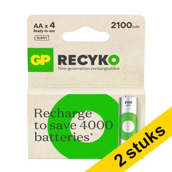 Aanbieding: 2x GP 2100 ReCyko oplaadbare AA / HR06 Ni-Mh Batterij (4 stuks) AGP00368 - 1