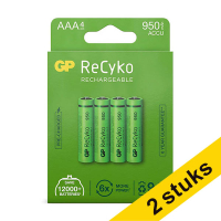 GP Aanbieding: 2x GP 950 ReCyko Oplaadbare AAA / HR03 Ni-Mh Batterij (4 stuks)  AGP00375