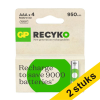 Aanbieding: 2x GP 950 ReCyko Oplaadbare AAA / HR03 Ni-Mh Batterij (4 stuks)
