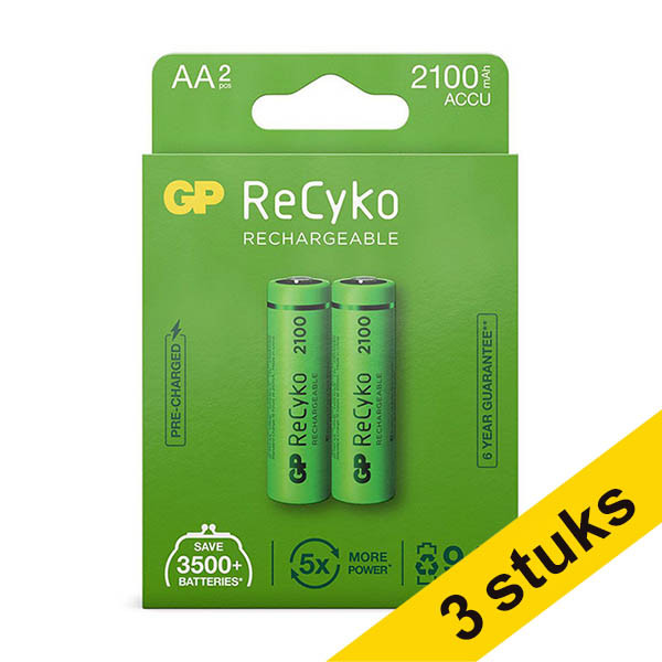 GP Aanbieding: 3x GP 2100 ReCyko oplaadbare AA / HR06 Ni-Mh Batterij (2 stuks)  AGP00367 - 1