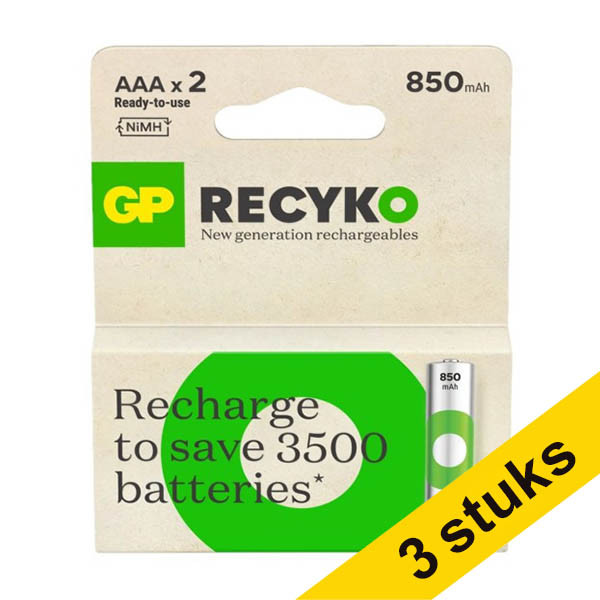 Aanbieding: 3x GP 850 ReCyko oplaadbare AAA / HR03 Ni-Mh batterij (2 stuks) AGP00373 - 1