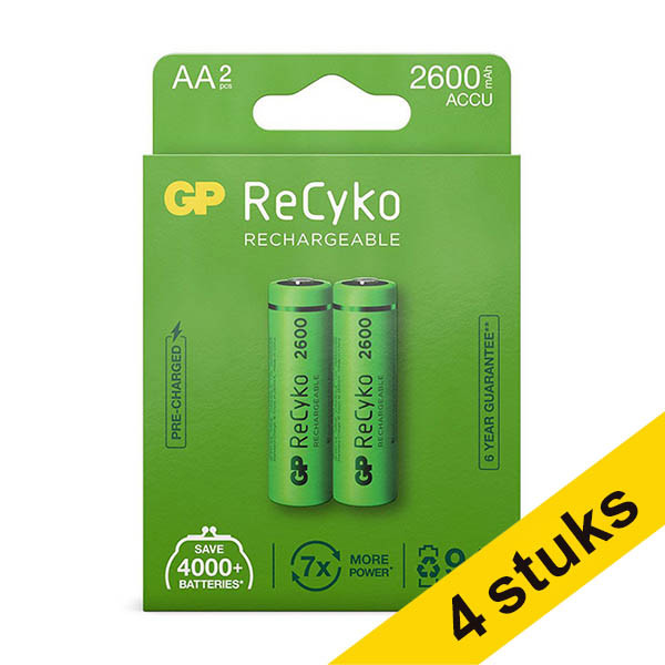 GP Aanbieding: 4x GP 2600 ReCyko oplaadbare AA / HR06 Ni-Mh Batterij (2 stuks)  AGP00369 - 1
