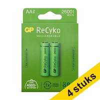 GP Aanbieding: 4x GP 2600 ReCyko oplaadbare AA / HR06 Ni-Mh Batterij (2 stuks)  AGP00369