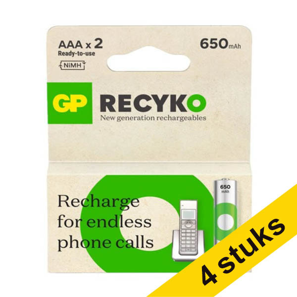 Aanbieding: 4x GP 650 ReCyko oplaadbare AAA / HR03 Ni-Mh batterij (2 stuks) AGP00371 - 1