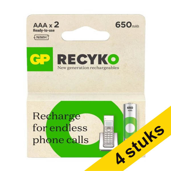 Aanbieding: 4x GP 650 ReCyko oplaadbare AAA / HR03 Ni-Mh batterij (2 stuks) AGP00371 - 1