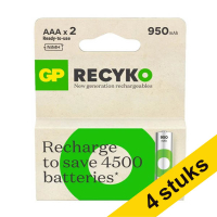 Aanbieding: 4x GP 950 ReCyko oplaadbare AAA / HR03 Ni-Mh batterij (2 stuks) AGP00374
