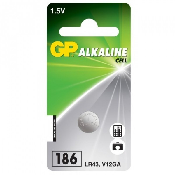 GP LR43 Alkaline knoopcel batterij 1 stuk GP186 215040 - 1