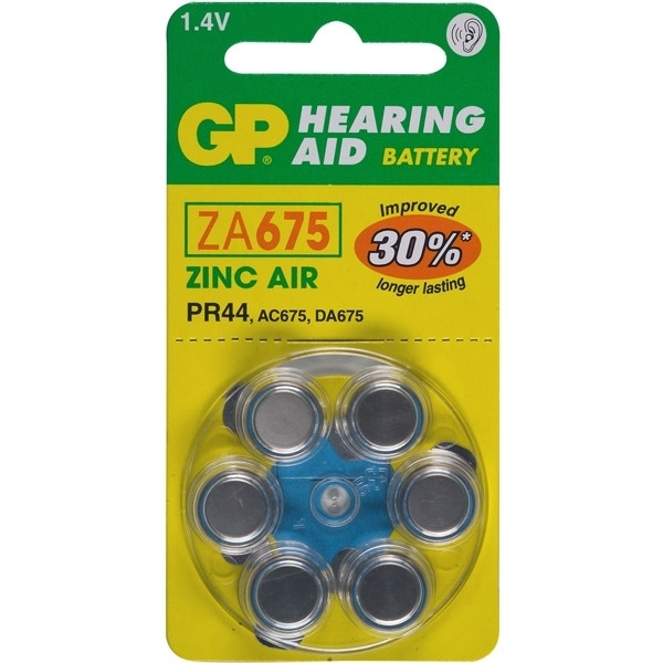 GP PR44 gehoorapparaat batterij 6 stuks (blauw) GPZA675 215132 - 1