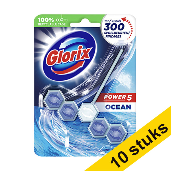 Glorix Aanbieding: 10x Glorix toiletblok Power 5 Ocean (55 gram)  SGL00043 - 1