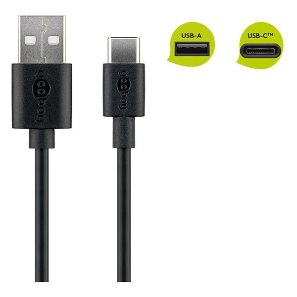 Goobay USB-A naar USB-C kabel zwart (0,1 meter) K010214056 - 1