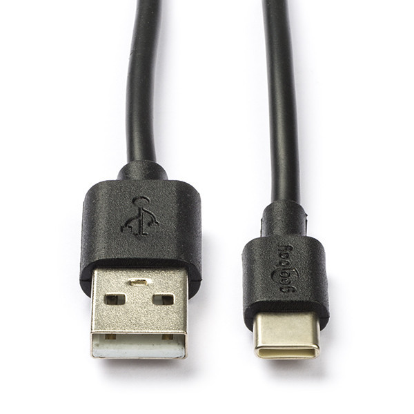 Goobay USB-A naar USB-C kabel zwart (0,1 meter) K010214056 - 1