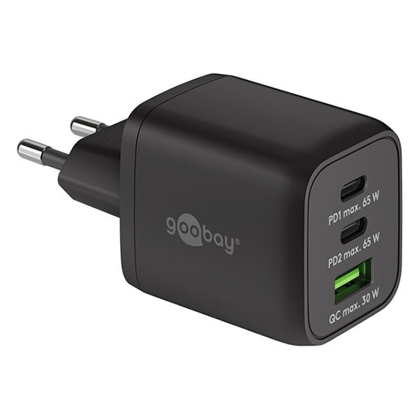 Goobay USB oplader 3 poorten (1xUSB-A, 2xUSB-C, 65W, Power Delivery, zwart) K180107713 Goobay USB oplader 3 poorten (1xUSB-A, 2xUSB-C, 65W, Power Delivery, zwart) K180107713 - 1