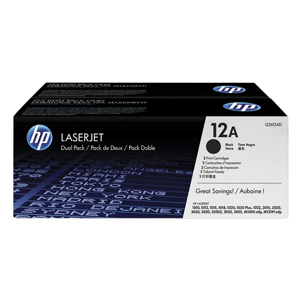 HP 12AD (Q2612AD) toner zwart dubbelpak (origineel) Q2612AD 054080 - 1