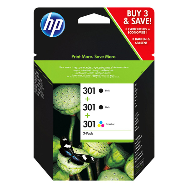 HP 301 (E5Y87EE) multipack 2 x zwart + 1 x kleur (origineel) E5Y87EE 055290 - 1