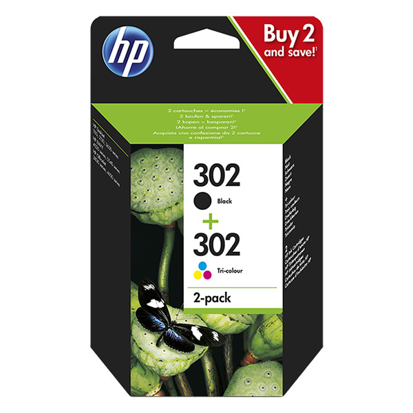 HP 302 (X4D37AE) dubbelpak zwart + kleur Inktcartridge (origineel)
