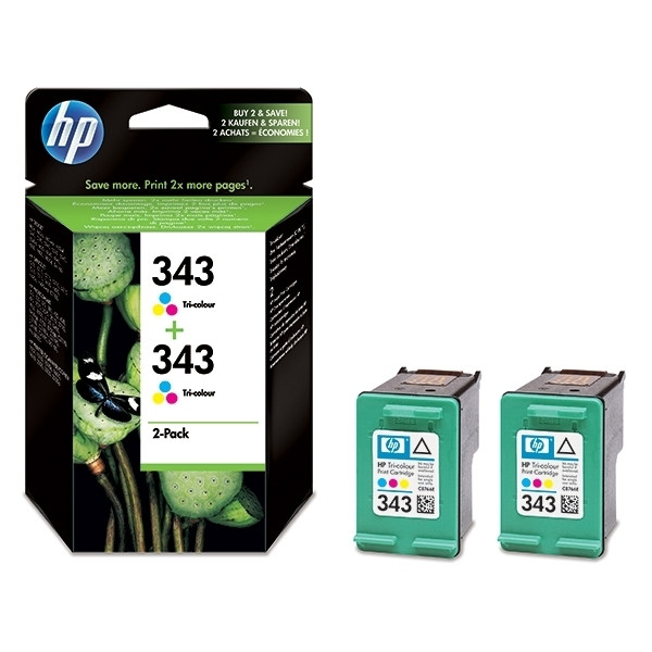 HP 343 (CB332EE) inktcartridge kleur dubbelpak (origineel) CB332EE 030449 - 1