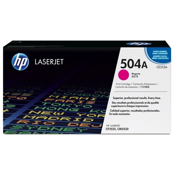 HP Color LaserJet CP3525 Toners (laserprinters) Printer type HP 504X / 504A  aanbieding: HP CE250X, CE251A, CE252A, CE253A zwart + 3 kleuren (123inkt  huismerk) hp 504a ce252a papier 123inkt.nl