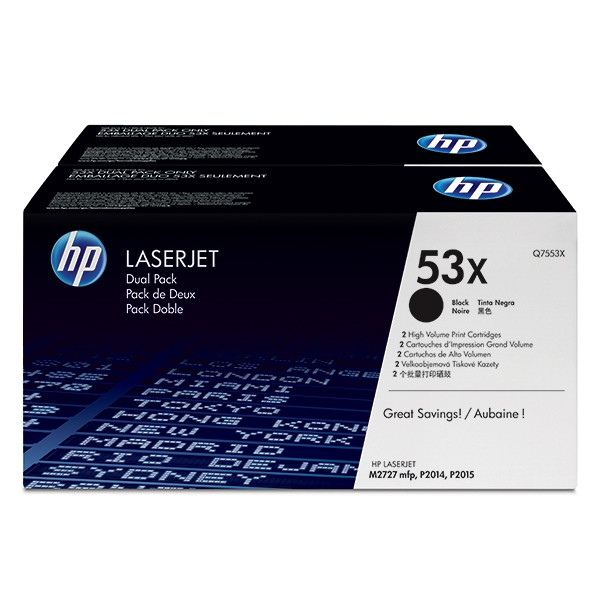 HP 53XD (Q7553XD) toner zwart hoge capaciteit dubbelpak (origineel) Q7553XD 054078 - 1