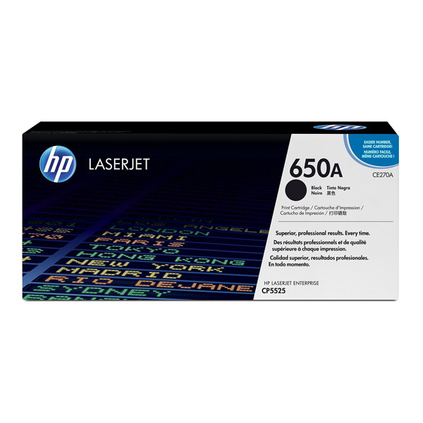 HP Color LaserJet Enterprise M750dn Toners (laserprinters) Printer type HP  650A (CE270A) toner zwart (123inkt huismerk) 123inkt.nl