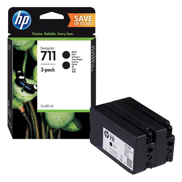 HP 711 (P2V31A) multipack zwart 2 stuks (origineel) P2V31A 055296 - 1
