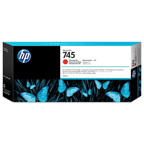 HP 745 (F9K06A) inktcartridge chromatic red hoge capaciteit (origineel) F9K06A 055100 - 1