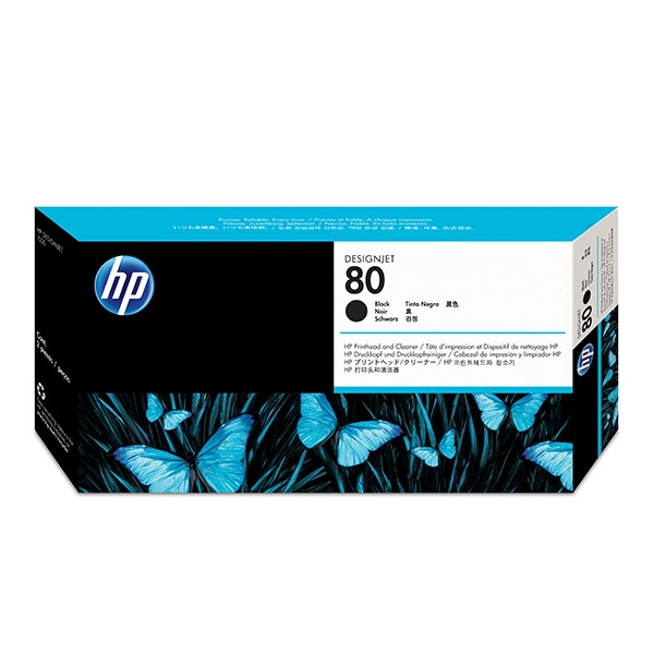HP 80 (C4820A) printkop zwart en printkopreiniger (origineel) C4820A 031170 - 1