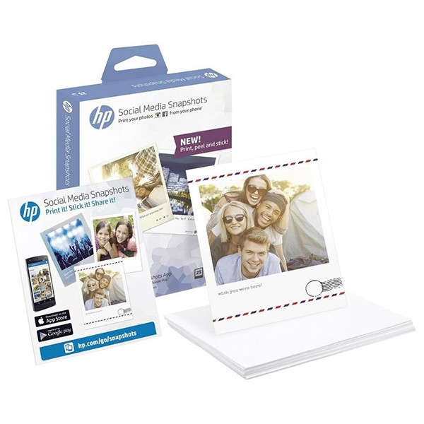 HP W2G60A social media zelfklevend snapshot paper 265 grams 10 x 13 cm (25 vel) W2G60A 151130 - 