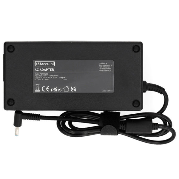 HP adapter (19.5 V, 10.3 A, 200 W, 123accu huismerk) 491C7AA 4SC19AAABB 4SC19AAUUZ 613766-002 815680-001 ADR00255 - 2