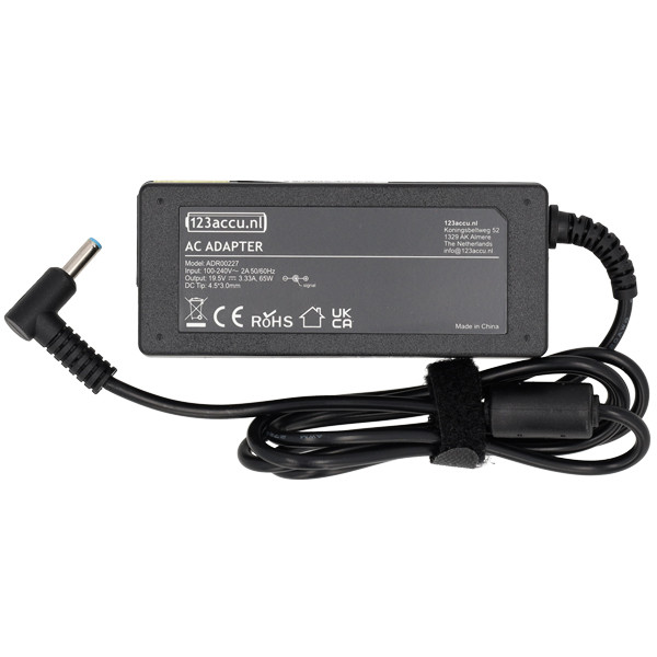 HP adapter (19.5 V, 3.33 A, 65 W, 123accu huismerk) 1ZL53EA 709985-001 709985-002 709985-003 709985-004 ADR00227 - 2