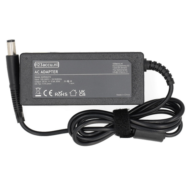 HP adapter (19.5 V, 3.33 A, 65 W, 123accu huismerk) 397748-001 397803-001 397804-002 437343-001 462603-001 ADR00274 - 2