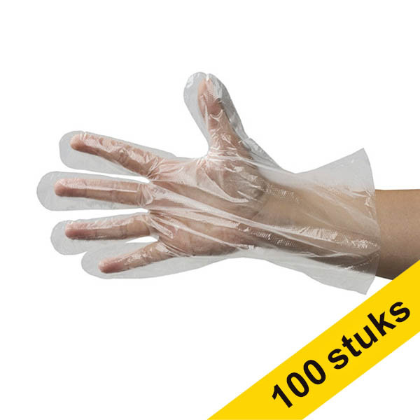 HY@PRO Aanbieding: 100x HY@PRO HDPE afscheurbare handschoenen L transparant (0,85 gram, 26 cm, 100 stuks)  SHY00279 - 1