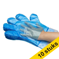 Aanbieding: 10x HY@PRO HDPE afscheurbare handschoenen L transparant blauw (Blok kunststof header - 1,10 gram, 26 cm, 100 stuks)